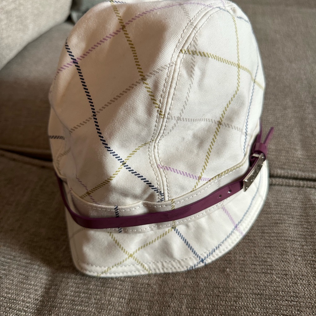 Coach White Hat With Purple Strap